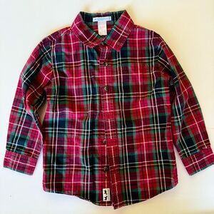 Vintage Janie and Jack Red and Green Plaid Button Down Shirt